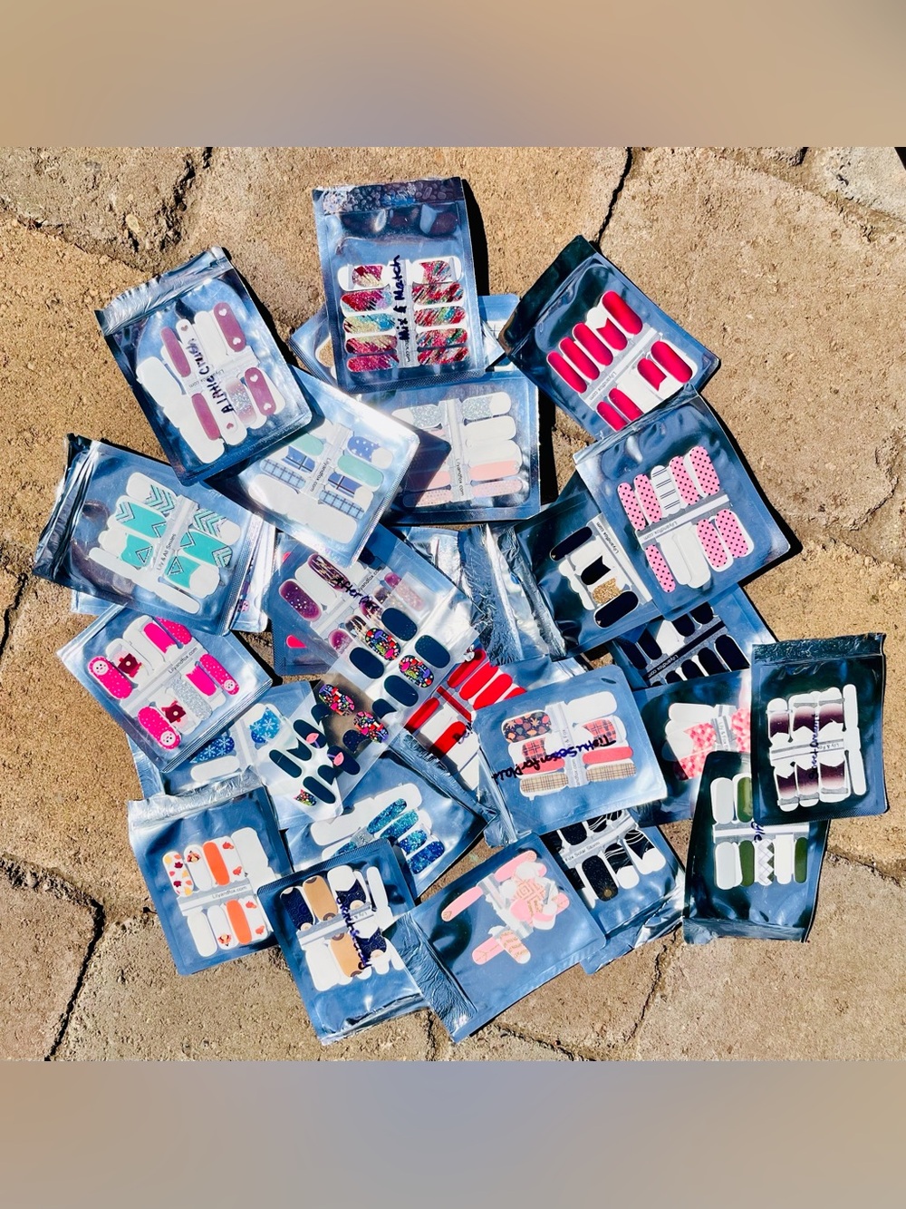 Lily & Fox Assorted Nail Wraps - 30 used & Resealed Packs.Mixed Colors & Designs